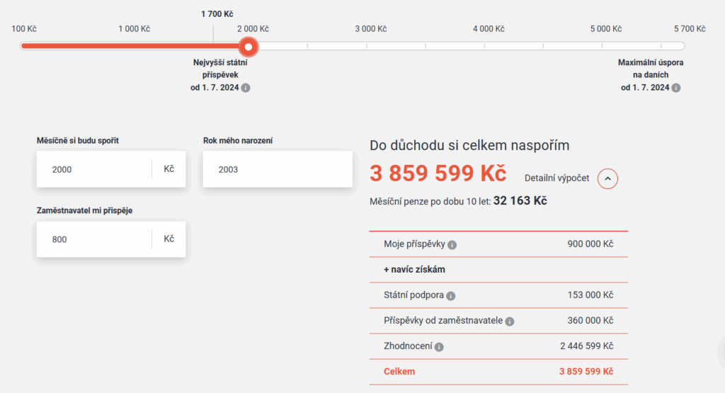 Na webu Generali penzijní společnosti si lze spočítat orientační výši úspor.